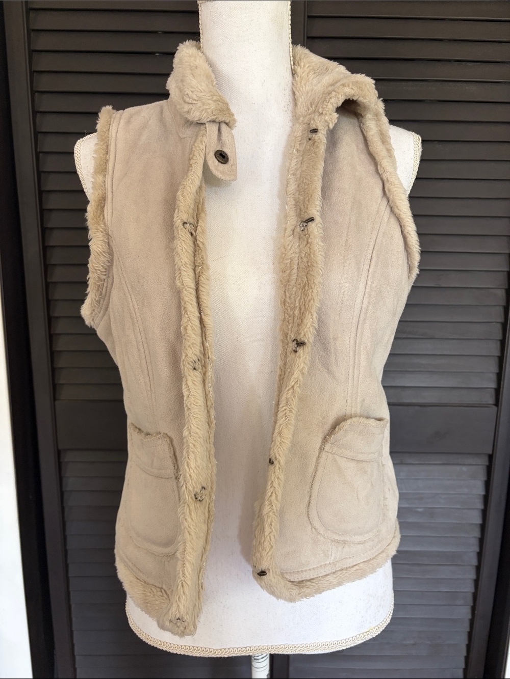 Maurices Beige Faux Shearling Vest